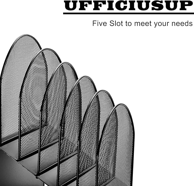 Desktop File Organizers 2 Pack Inclined Document Holders 5 Section Office Supplies Mesh Vertical File Sorters Metal File Storages (2)