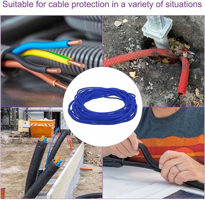 DMiotech 100ft Wire Loom Split Tubing 1/4 Inch(6.4mm) ID, Cord Protectors from Pet Flexible Conduit Cable Management for Office Home Garden, Blue
