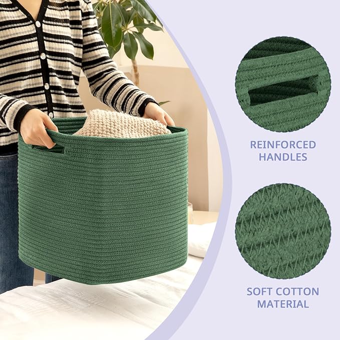 OIAHOMY Storage Cubes, 13 Inch Cube Storage Organizer, Collapsible Storage Bins, Baskets for Organizing, Storage Bins for Shelves-Green, 3-PACK