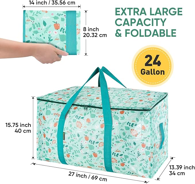 BALEINE 6-Pack Oversized Moving Bags with Reinforced Handles, Heavy-Duty Storage Tote for Clothes, Moving Supplies (Spring Stroll, 6-Pack)