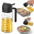 COOKENZA- 16oz/470ml Glass Olive Oil Sprayer for Cooking - 2 in 1 Oil Dispenser & Mister for Air Fryer, Salad & BBQ - Refillable, Food Grade - Black