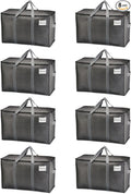 VENO 8 Pack Heavy Duty Moving Bags, Extra Large Storage Bags with Reinforced Handles & Strong Zippers, Foldable & Reusable Moving Box Alternative for Clothes & Dorm Storage