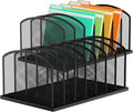 MINDEPOT Desk File Organizer 7 Sections Upright Mesh File Sorter Organizer for Desk, Office Organization File Holder for Home, Office & Classroom (Black, 2Pack)