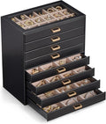 Lolalet Earring Organizer, Jewelry Box with Clear Lid -Black, 8 Layer | PU Leather, Velvet, Removable Dividers, Dustproof, Easy Clean, For Studs Rings, Gift for Women Girls, Home Aesthetic Decor