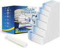 Simple Deluxe 32 Pack Compression Storage Bags, Vacuum Storage Bags, Space Saver Bags for Comforters, Blankets, Pillows and Clothes Storage, Hand Pump Included (5 Jumbo/5 L/6 M/6 S/5 Roll M/5 Roll S)