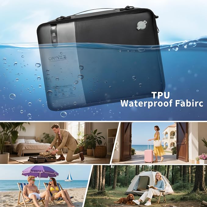ONTYZZ Vacuum Compression Bag 20 inch Space Saver Bags Travel Case with IP67 Waterproof Zipper for Business Trip, Two Bag Black with Pump