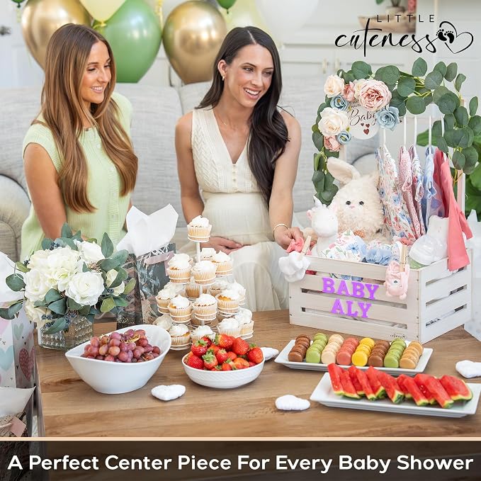Wooden Baby Shower Crate Closet, Personalized Baby Shower Basket, White