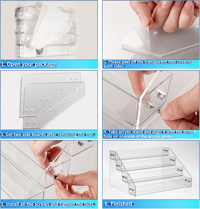 Acrylic Spice Rack, Tiered Spice Rack Shelf Seasoning Organizer | for Countertop, Cabinet, Pantry, Kitchen Storage - 4 Tier