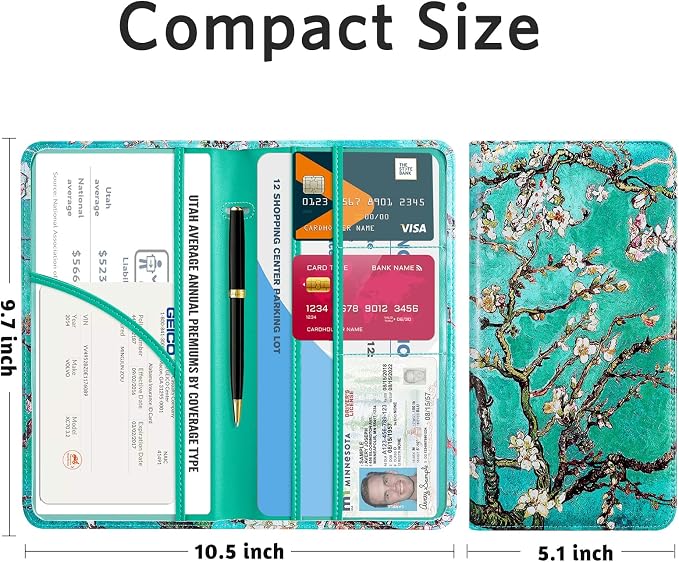 CoBak Car Registration and Insurance Holder | Vehicle Glove Box Organizer, Auto Truck Compartment Document Case with Magnetic Closure for Insurance & Driver License