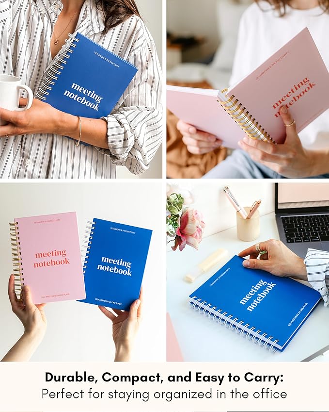 Lamare Meeting Notebook for Work Organization – Perfect Work Notebook for Note Taking, Meeting Planner and Office Supplies for Men & Women