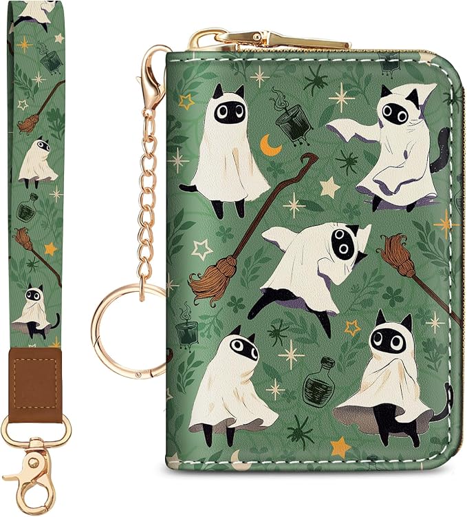 Blusabaca Women Credit Card Holder, Small RFID Wallet with Wristlet Strap | Removable Keychain, Case with Zipper, Vegan PU Leather, Cash Coin Pocket, Business Accordion Purse, Ladies Female Gift
