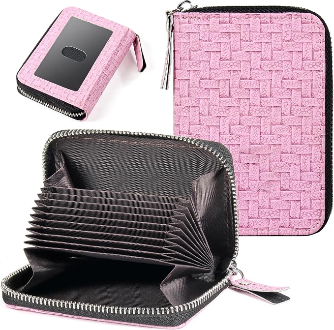 Credit Card Wallet, RFID Card Case Wallet, Zipper Card Cases Holder for Men Women, RFID Blocking, KeyChain Wallet, Compact Size Card Organizer Case for Women