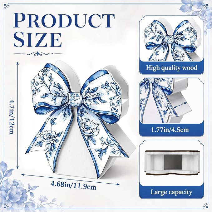 Tenceur Chinoiserie bow Pencil Holder for Desk Large Capacity Bow Wood Pen Holder Coquette Desk Organizer Cute Teacher Office Decor Makeup Brush School Supplies Back to School Gift for Girls Women