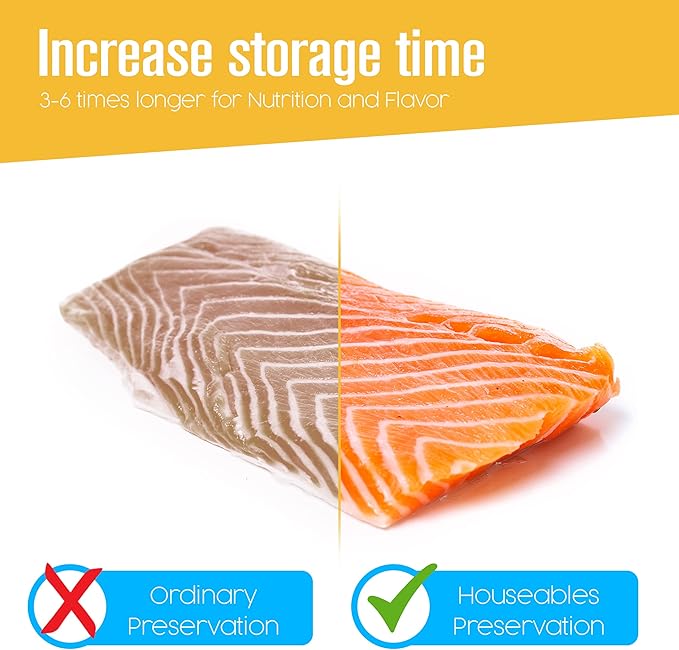 Houseables Vacuum Sealer Bags, Vacuum Sealer Rolls, Food Saver Bags Rolls, 11 Inch, Vac Seal, Sous Vide, Food Storage, Freezer, Sealing, Machine, Cooking, Air Sealable, BPA Free, Heavy Duty 11x16, 6PK