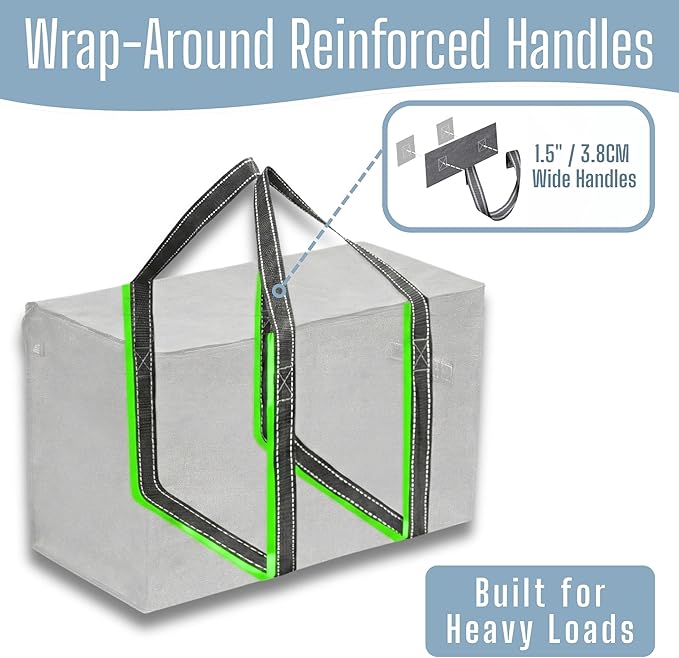 VENO 8 Pack Heavy Duty Moving Bags, Extra Large Storage Bags with Reinforced Handles & Strong Zippers, Foldable & Reusable Moving Box Alternative for Clothes & Dorm Storage