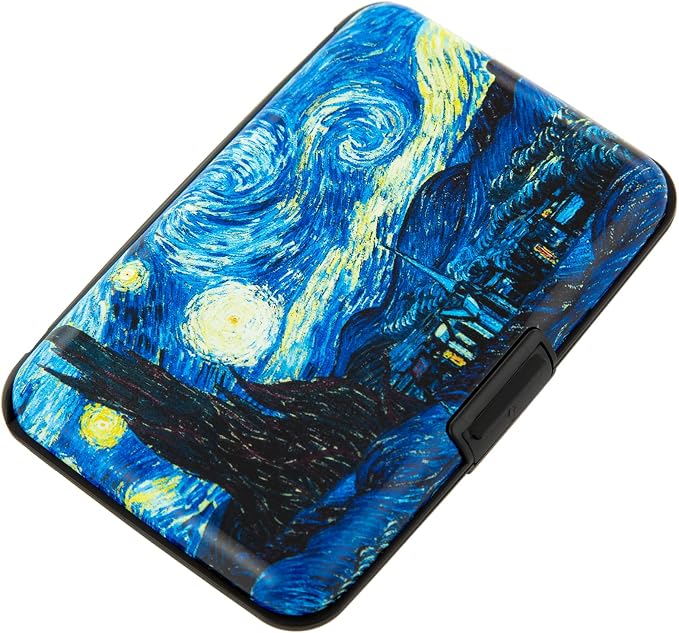 Credit Card Holder for Women Men RFID Blocking Metal Wallet Slim Business Aluminum ID Hard Case (van Gogh The Starry Night)
