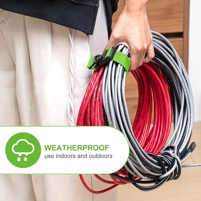 6 Pack 17 Inch Adjustable Extension Cord Holder Organizer with Triangle Clips for Garage Organization and Storage Heavy Duty Extension Cord Hanger for Men Workshop (Green)