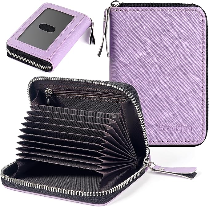 Credit Card Wallet, RFID Card Case Wallet, Zipper Card Cases Holder for Men Women, RFID Blocking, KeyChain Wallet, Compact Size Card Organizer Case for Women