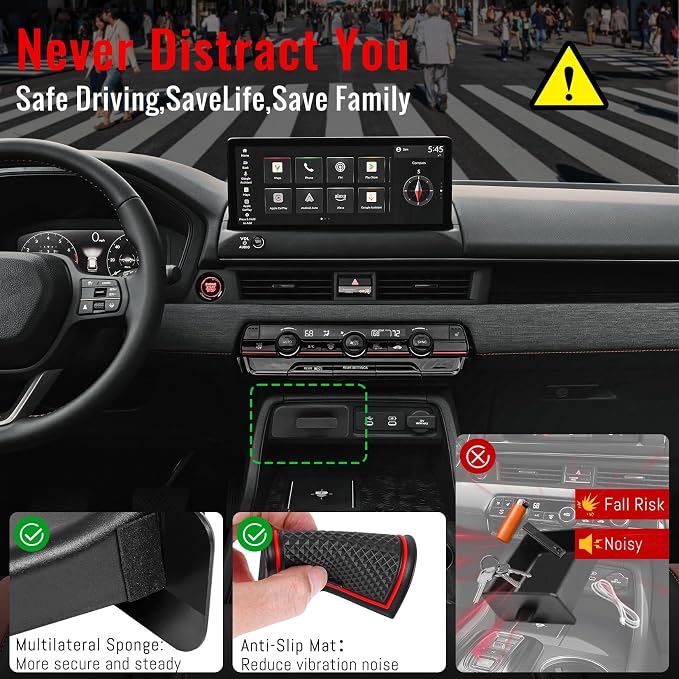 Drawer Storage Box Compatible with Honda Pilot 2023-2025 & Passport 2026 - ABS Center Console Organizer Storage Insert with Anti-Slip Silicone Pad (Not Fit 2017-2026 Ridgeline)