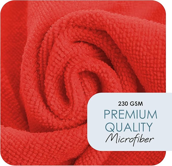 Hearth & Harbor Microfiber Cleaning Cloth,Microfiber Towels for Cars 144 Pack Washcloths,Red Cleaning Rags,Microfiber Cloth Rags for Cleaning,Lint Free Cloth,12''x12'' (V-HH-Cloth-M-144-Red)