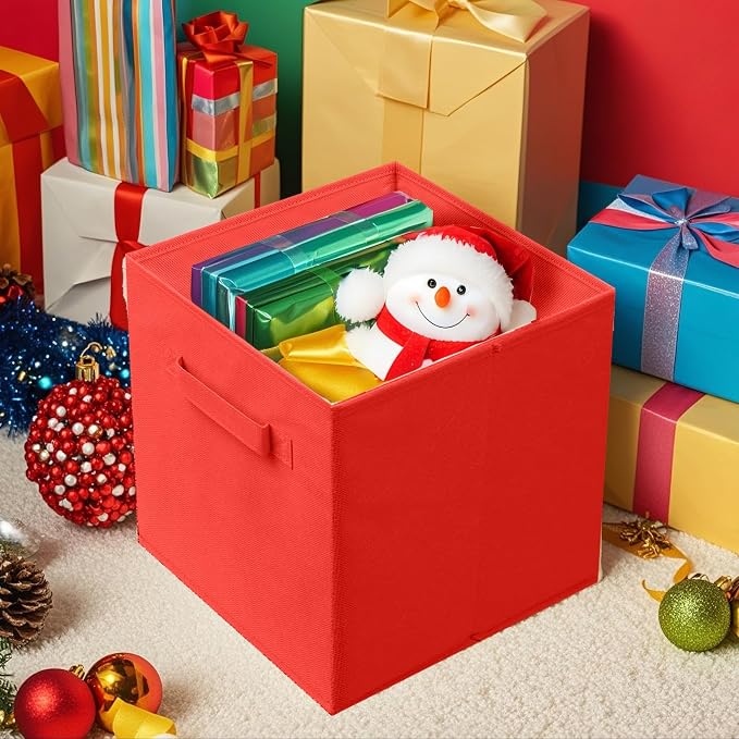 ShellKingdom Storage Bins, Foldable Fabric Storage Cube And Cloth Organizer | Storage Drawer For Closet And Toys, 13 X 13 X 13 INCH, 6 Pack (Red)