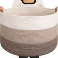 OIAHOMY 105L Extra Large Blanket Basket - Decorative Cotton Rope Storage Basket for Bedroom, Living Room & Nursery - Woven Laundry Hamper for Organizing Blankets, Clothes & Toys - Gradient Brown