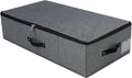 AMJ 29.5"*15"*7", Rigid Under Bed Garment Storage Bins, Folding & Washable, Soft Zip Lid, Black Gray