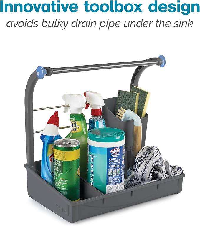 Polder Under Sink Storage Caddy, Kitchen and Bathroom Organization and Storage with Tray, Easy-to-Assemble, 16.75" x 10.5" x 16.5"