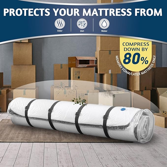 Vacuum Mattress Bag for Memory Foam and Latex - Sealed for Easy Movement, Transport and Storage (Queen/Full/Full-XL)