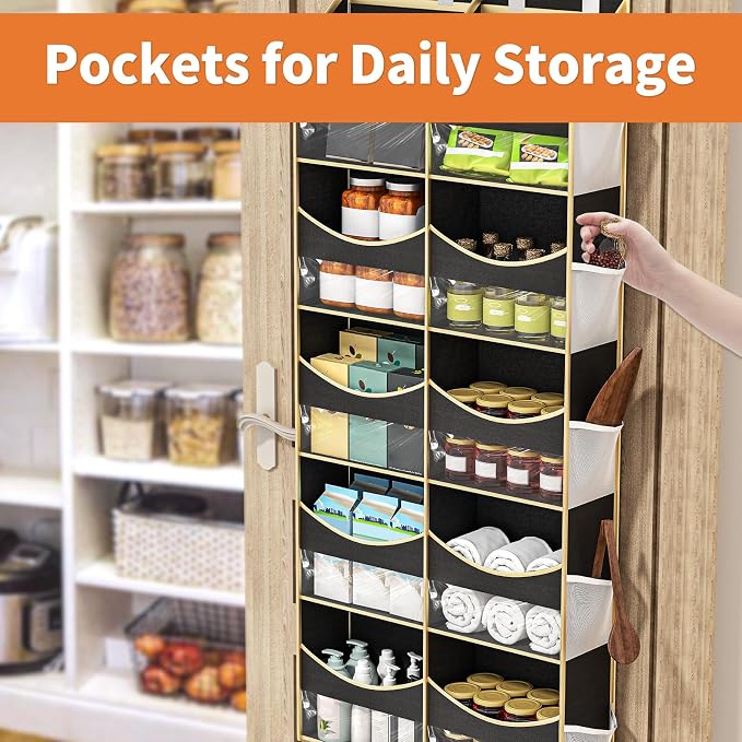 Aokeyee 5 Tiers Over the Door Storage Organizer with 10 Compartments | Behind Door Storage for Baby Nursery, 80lb Capacity Door Hanging Organizer for Closet Bedroom Bathroom