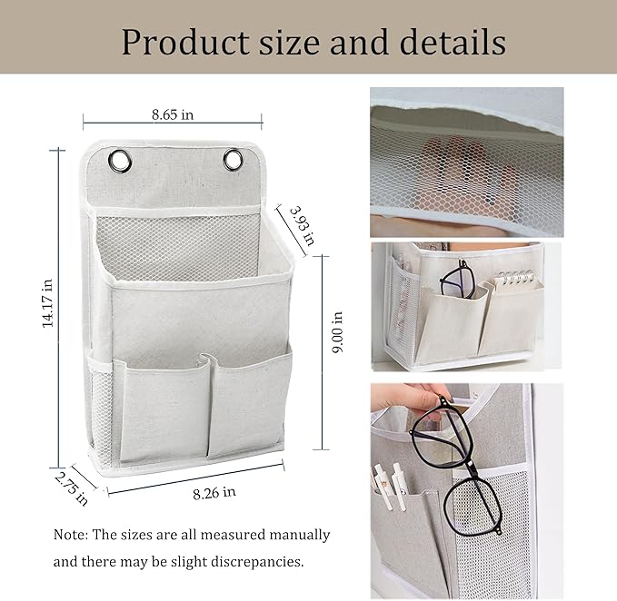 2-Pack Hanging Storage Organizer, Over The Door Hanging Bags/Wall Baskets Storage with Pockets for Home, RV, Office and More (2, White)
