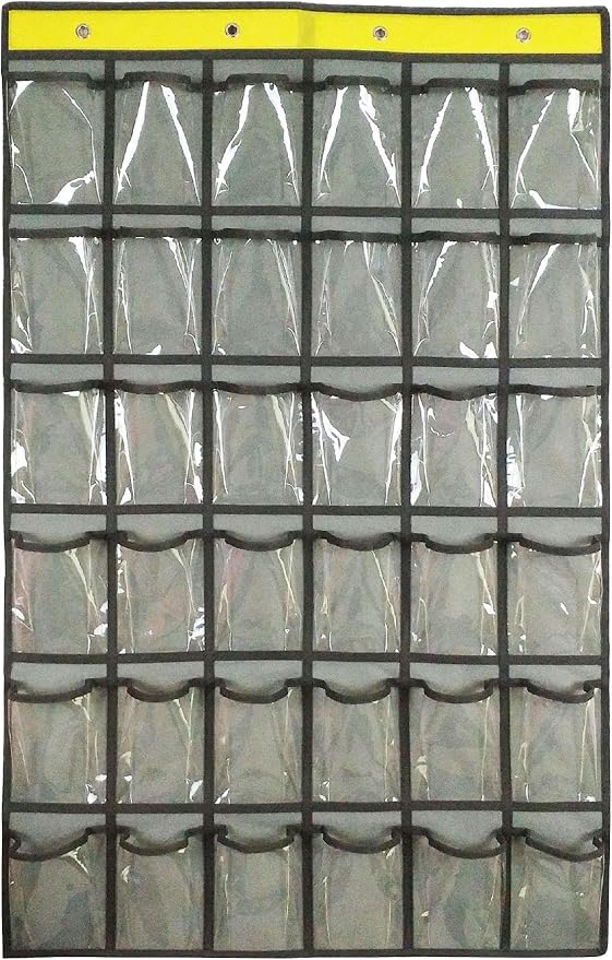 NIMES Hanging Closet Underwear Sock Jewelry Storage Over The Door Classroom Cell Phone Calculator Organizer 36 Clear Pockets (GREY)