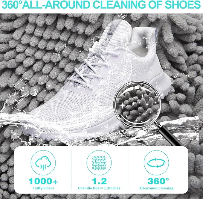 2 Pack Shoe Washing Machine Bag, Laundry Shoe Bag for Washer and Dryer, Reusable Shoe Cleaning Bag for Sneakers and All Shoes Types with Self-Locking Zipper(Gray)