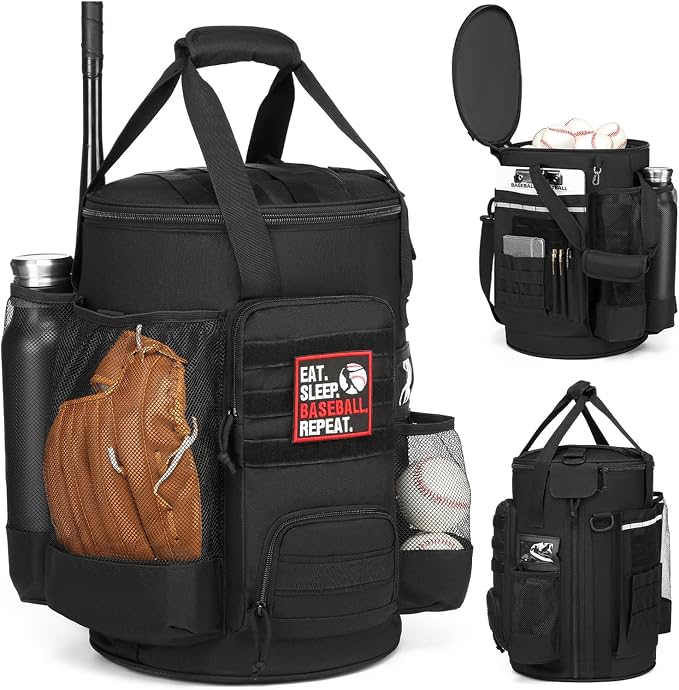 Baseball Bucket Bag, Softball Coaches Bags Fit 6 Gallon Buket | Baseball Coaching Accessories Organizer with Anti-Slip Bottom & Multiple Pockets for Bat, Gloves, Scoreboards