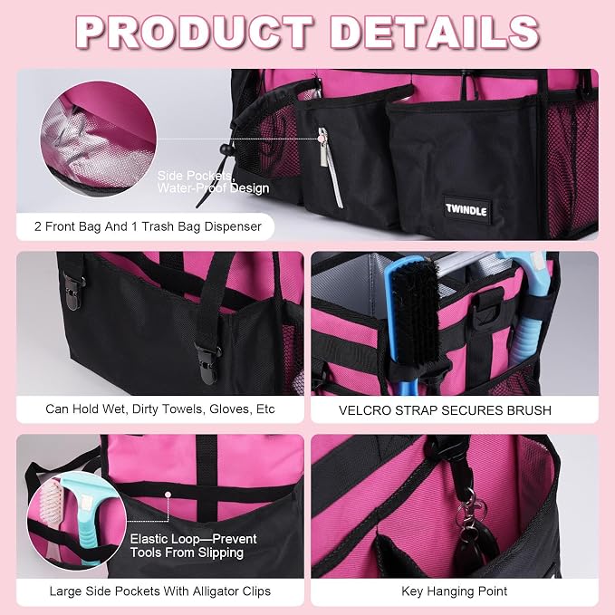 Extra-Large Wearable Cleaning Caddy With Detachable Divider,Cleaning Caddy For Cleaning Supplies Large Cleaning Supply Caddy With Adjustable Shoulder Strap & Waist Belt For Cleaners