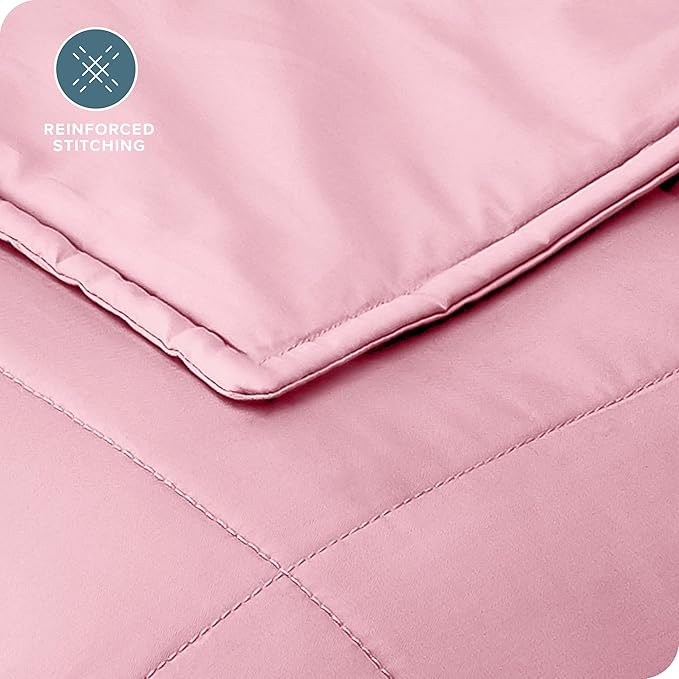 Bare Home Weighted Blanket Queen Size 17lbs (60" x 80") for Adults - All-Natural 100% Cotton - Premium Heavy Blanket Nontoxic Glass Beads (Cotton Light Pink, 60"x80")