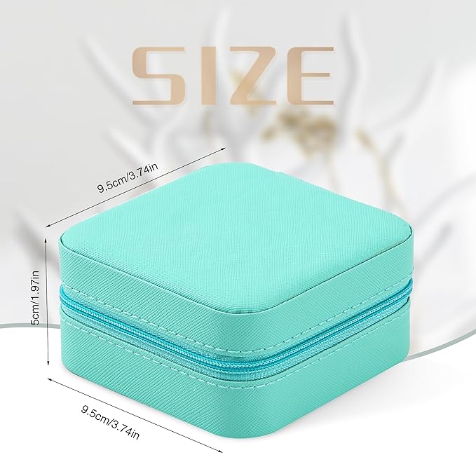 Neveika Jewelry Box with Mirror,Small Jewelry Organizer Box，Travel Jewelry Case for Women，Gift Jewelry Boxes for Female Girls (mirror blue)