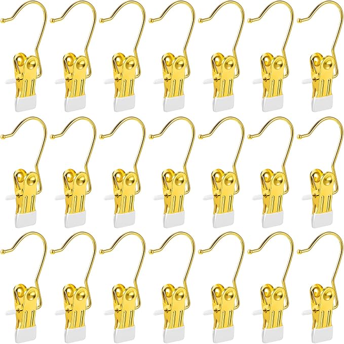 Hotop 20 Pieces Boot Hanger Clips for Closet, Laundry Hanging Hooks Heavy Duty Clips Boot Holder Portable Single Hooks Space Saving for Pants Jeans Clothes Hats Tall Towels (Gold)