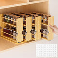 Jolitac Bamboo Pull Out Spice Rack for Cabinet, Slide Out Drawers | Space-Saving, Vertical Organization, Easy to Install, 2.3" Wide, 4 Drawers(1.85" Wide), 2-Tier