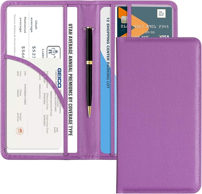 CoBak Car Registration and Insurance Holder | Vehicle Glove Box Organizer, Auto Truck Compartment Document Case with Magnetic Closure for Insurance & Driver License