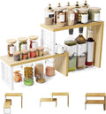 Kitchen Countertop Organizer, 2 Tier Corner Counter Shelf, Beige | Adjustable Cabinet Organizer Shelf, Spice Rack, for Kitchen, Coffee Station, Stackable, Expandable, Fits Corners