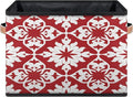 Mexican Tile Closet Storage Bin, Foldable Storage Baskets for Shelves, Decorative Shelf Organizer Red Mexico Tile Fabric Cube Bin for Living Room Bedroom Home Dorm