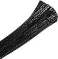 Cable Management Sleeve, Split Design, 25FT - 1/2 Inch, Black | Cord Protectors from Pets | Heat & Abrasion Resistant Wire Loom | Automotive Wiring & Home Office Cable Organization
