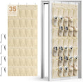 WVM Over the Door Shoe Organizer with 35 Breathable Mesh Pockets, Hanging Shoe Organizer for Door with 4 Metal Hooks, Large Capacity Closet Storage for Shoes, Accessories