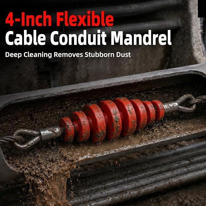 30464K Flexible Cable Conduit Mandrel, 4 Inch Bidirectional Cable Mandrel Grip Tools 6600LB Duct Preparation Cable Pulling, for Electricians Telecommunications Contractors