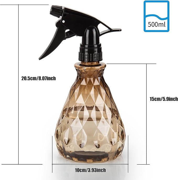 wugongshan 2 Pcs Spray Bottles, 500 ml/17 oz Empty Water Spray Bottles, Plastic Reusable Adjustable Mist Sprayer Squirt Bottles Containers Refillable for Cleaning Solutions, Gardening, Plants