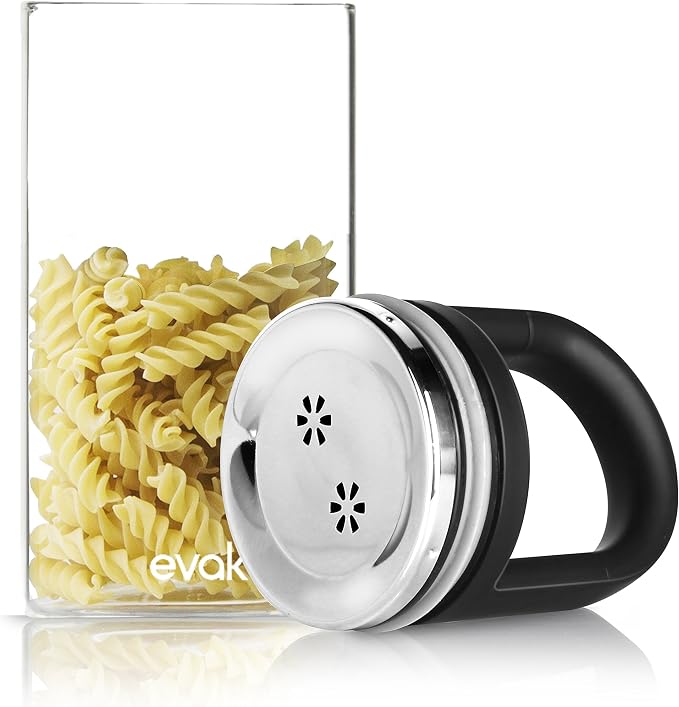Prepara Evak Classic Glass Food Storage Container, Large (46oz) - Airless Sealed, Great for Keeping Pantry Dry Staples Fresh