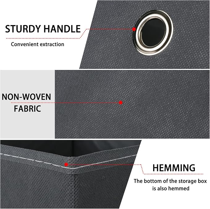 Foldable Storage Cubes Bins ,11 Inch Cloth Storage Cube Fabric Storage Box Cubes Organizer Baskets with Handles for Home Organizer Set of 10 (Grey)