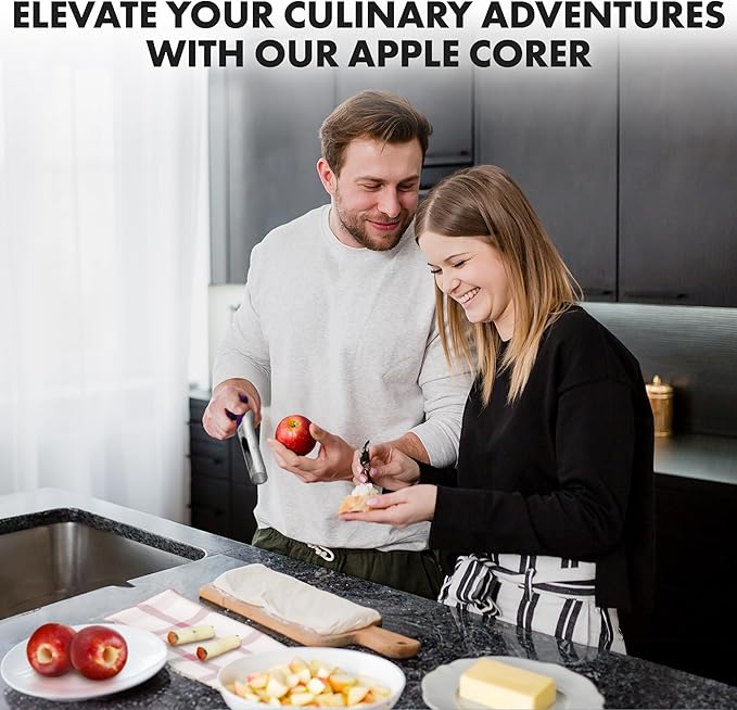 Zulay Kitchen Ultra Sharp Apple Corer Tool - Stainless Steel, Sharp & Serrated Blade Cores in Seconds - Easy to Use & Clean, Durable Apple Core Remover for Apples & Small Fruits - Purple