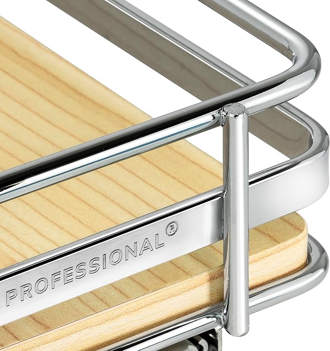 LYNK PROFESSIONAL® Élite™ Pull Out Spice Organization for Cabinets - 10-3/8 inch Wide – Spice Rack for Inside Cabinets – Wood/Chrome - Sliding Spice Rack Organizer for cabinet – Spice Rack - 1 Tier